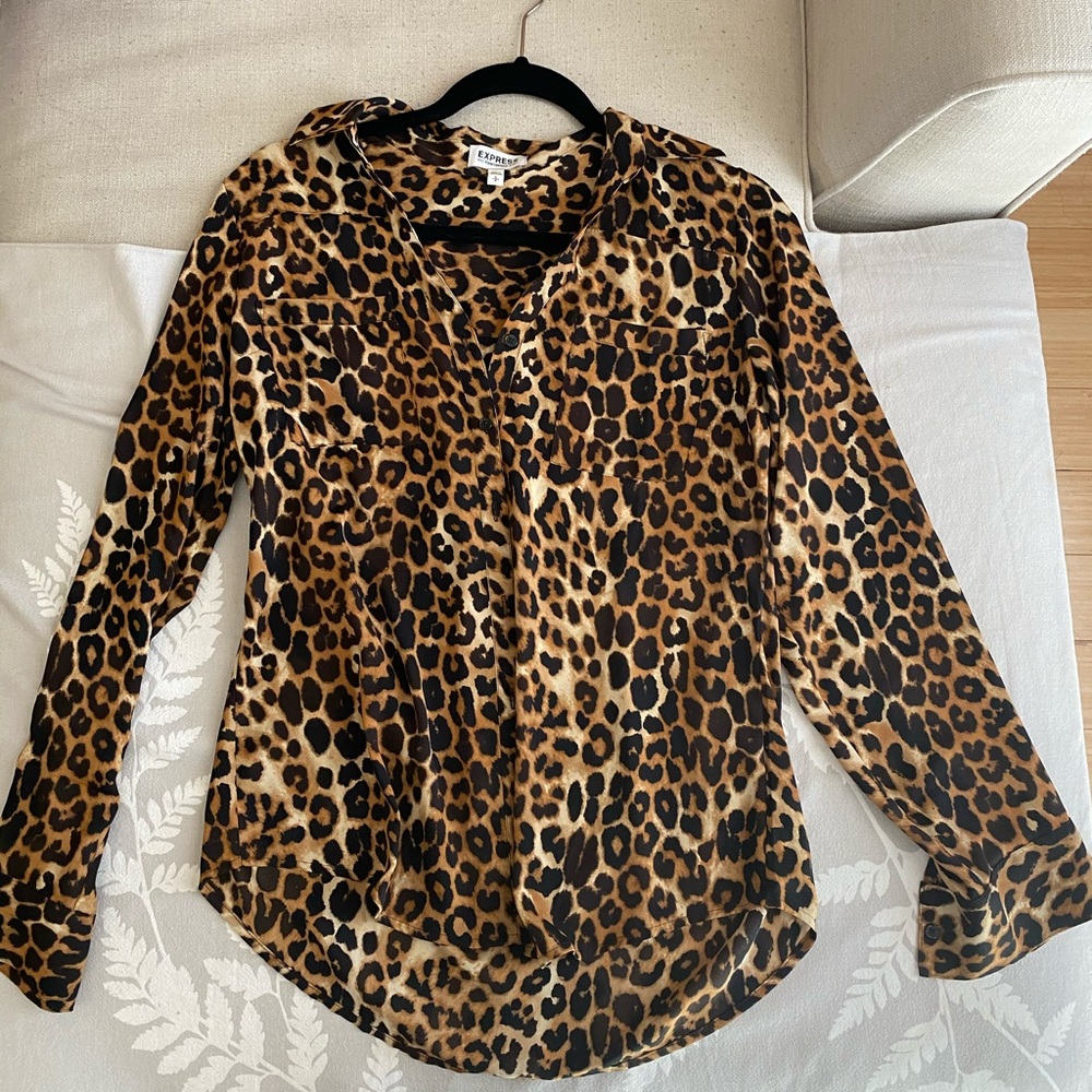 Express Button Up Leopard Print - image 1